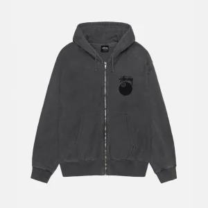 Stussy 8 Ball Zip Hoodie Pigment Dyed Schwarz