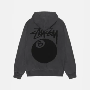 8 BALL ZIP HOODIE PIGMENT GEFÄRBT SCHWARZ