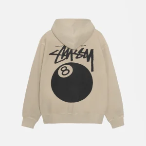 8 BALL ZIP HOODIE PIGMENT GEFÄRBTES KHAKI