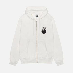 Stussy 8 Ball Zip Hoodie Weiß