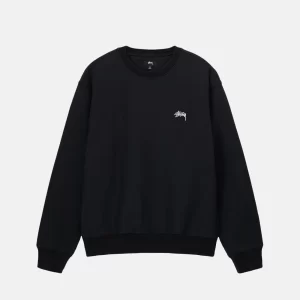 Stussy Overdyed Stock Logo Crew Schwarz